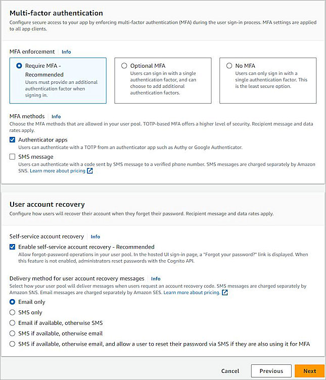 Screenshot of configure multi-factor authentication.